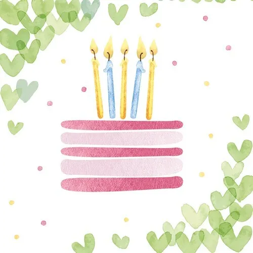 Servietten Hearts Kuchen Kerzen Herzen Geburtstag Party grün Deko 33x33cm 20