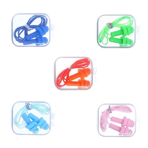 Paar Silikon-Ohrstöpsel mit Schnur, wiederverwendbar, wasserdicht für Schwimmen und Schlafen, geräuschreduzierte Ohrstöpsel für Arbeit und Studium 5