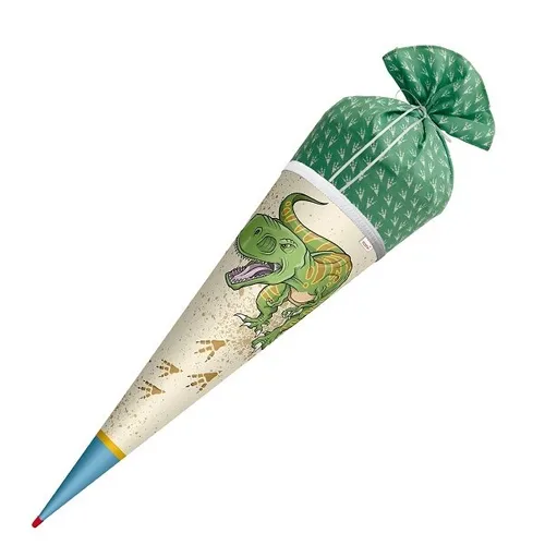 Schultüte Räuber Reißzahn 70 cm - Runde Schultüte für Jungen mit Dinosaurier-Motiv, 70 cm groß und aus Stoff, ideal für einen unvergesslichen Schulstart!