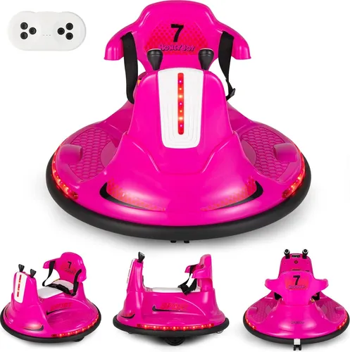 COSTWAY Aufsitz Kinder Autoscooter Rosa mit 360° Funktion - Der COSTWAY 6V Autoscooter für Kinder bietet 2 Steuerungsmodi und eine sichere Geschwindigkeit von 3-6 km/h. Mit bunten LED-Lichtern und Musik sorgt er für interaktiven Fahrspaß!