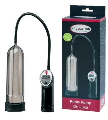 MALESATION Penis-Pumpe de Luxe - Premium Penispumpe mit transparentem Zylinder, einfacher Reinigung und digitaler Druckmessung in PSI für optimale Ergebnisse.