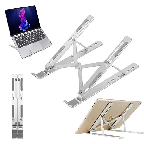 Cadorabo Tablet Halterung in Silber - Tragbarer und Ergonomischer Tabletständer Laptopständer - Laptop Halter Computerhalterung Notebook Ständer - 6-Fach höhenverstellbar