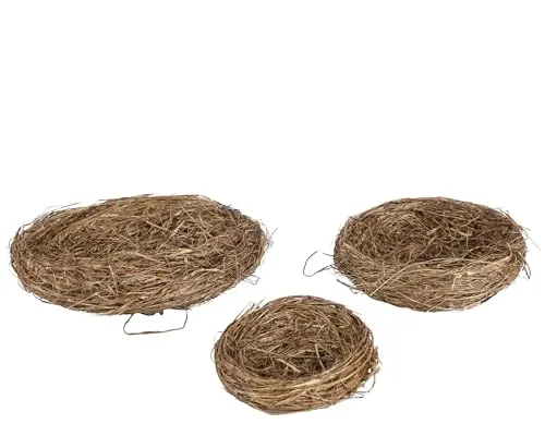 KSD Vogelnest aus Gras leer 20x4cm 3er Set zum Basteln und Dekorieren zu Ostern - Deko Osternest Natur - Naturnest braun - Naturgetreues Nest Frühling Osterdekoration Öko DIY Osterkorb Grasnest