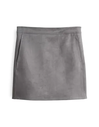 OPUS Damen Minirock | RELVINA Cozy Minirock in Veloursoptik Easy Grey - Röcke für Damen mit zeitlosem Design und hochwertigem Velourslederimitat für ein angenehmes Tragegefühl. Ideal für Büro und Freizeit, kombiniert er modernen Chic mit lässigem Stil.