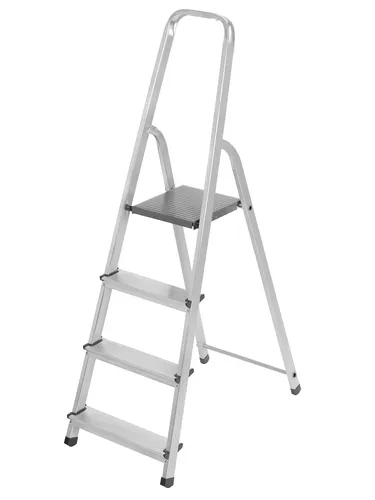 Klappleiter 4 Stufen - Multifunktionsleiter für Zuhause - Leitern - Diese praktische Klappleiter bietet 4 stabile Stufen, ist platzsparend und ideal für Heimwerkerarbeiten. Hergestellt aus hochwertigem Aluminium für maximale Sicherheit und Langlebigkeit.
