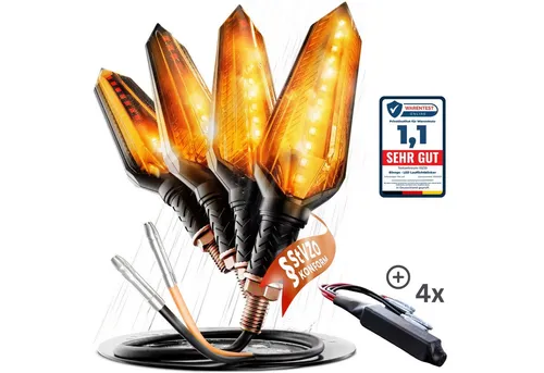Binego® 4x LED Blinker Motorrad – E Geprüft mit Lauflicht