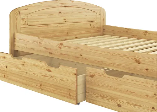Funktionsbett Doppelbett Bettkasten 200x200 Holzbett Massivholz Kiefer Zubehör wählbar V-60.50-20Federleisten