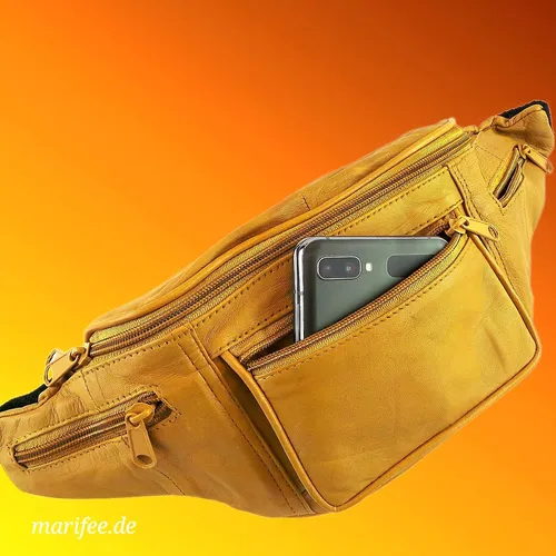 Bauchtasche Beigebraun, weiches Leder, 5 Fächer Art.-Nr. 13211