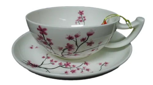 Tea Logic Jumbotasse Cherry Blossom 0.3L - Teekocher - Elegante Jumbo-Tasse mit Untertasse aus feinem Bone China Porzellan, ideal für Teeliebhaber und stilvolle Teestunden.
