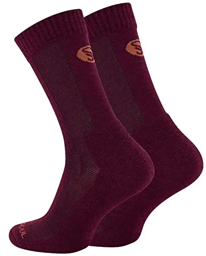 STARK SOUL 1 Paar Merino Socken, Damen & Herren Trekkingsocken aus Merinowolle, Funktionssocken, burgund, Gr. 43-46