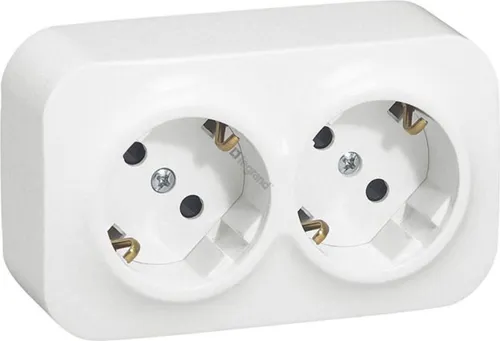 Aufputz Schucko Steckdosen 2-fach mit Kindersicherung weiss von Legrand