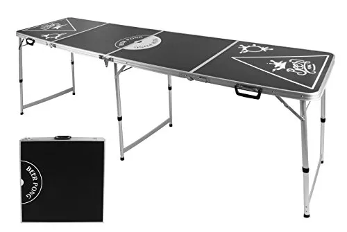 Höhenverstellbarer Beer Pong Tisch - 240 x 64 cm - Gartentisch für Beer Pong, klappbar und höhenverstellbar von 54 bis 76 cm, ideal für jede Party. Stabil und wasserabweisend, mit Tragegriff für einfachen Transport.
