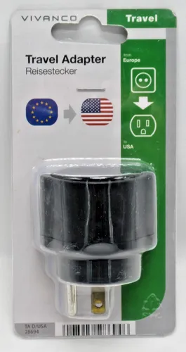 Produktbild Vivanco Reisestecker Europe to USA Stecker schwarz 286946