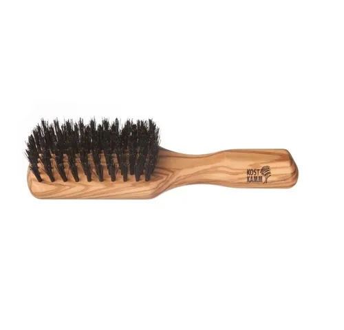 Holzbürste Haarkamm mit Naturborsten aus Olivenholz - Bürsten & Kämme – Handgemachte Haarbürste aus Olivenholz mit antistatischen Wildschweinborsten, ideal für glattes Haar und schonende Pflege.