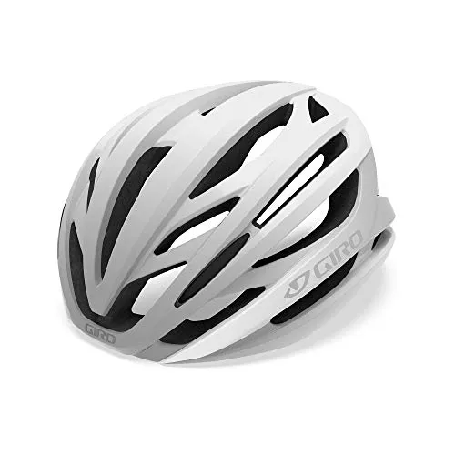 Giro Syntax Unisex Fahrradhelm - Matt Weiß/Silber, Größe S (51-55 cm) - Fahrradhelme mit aerodynamischem Design und optimaler Belüftung durch 25 Wind Tunnel™ Öffnungen. Der Roc Loc®5 Anpassungsmechanismus sorgt für perfekten Sitz und hohen Tragekomfort.