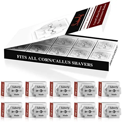 AZLTDCOW Professionelle 100 Stück Hornhautrasierer Feilen, Hühneraugenentferner Feilen, Fußschaber Edelstahlfeilen für Fußfeilen und Pediküre Werkzeuge