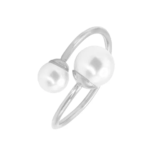 Heideman Ring Damen Carlie aus Edelstahl silber farbend Damenring für Frauen mit Perlen weiß