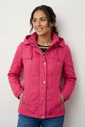 Barbara Lebek Outdoorjacke für Damen in Rot (Größe 46) - Vielseitige Outdoorjacke für Damen, ideal als Übergangs- oder Frühlingsjacke. Mit abknöpfbarer Kapuze, zwei Reißverschlusstaschen und bequemem Schnitt für optimalen Tragekomfort.