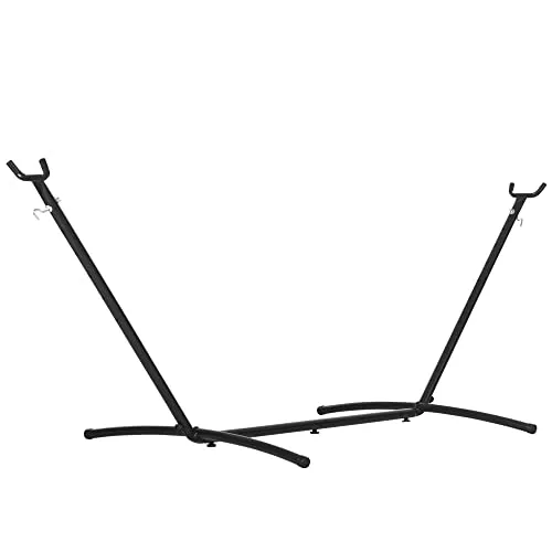 Outsunny Hängemattengestell - L280 x B120 x H110 cm - schwarz - Hängemattengestell für flexible Nutzung drinnen und draußen, pulverbeschichtet, standfest und wetterbeständig – ideal für entspannte Stunden!