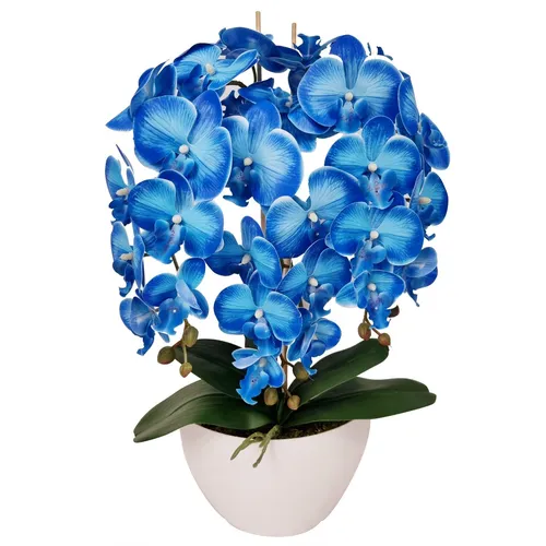 damich Kunstorchidee Höhe 60 cm - Kunstorchideen für den Innenbereich, lebensecht aussehende blaue Blüten, ideal als Geschenk für besondere Anlässe wie Muttertag oder Weihnachten.