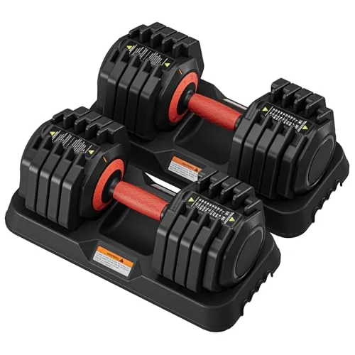 Dripex Hanteln Set 24.5kg Ein Paar, Verstellbar Kurzhanteln aus Stahl mit Anti-Rutsch Griff 9-55lbs mit 10 Gewichtsstufen Zwei Hanteln separat versandt