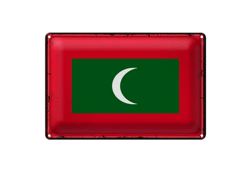 Roomando Metallschild Flagge Malediven 18x12cm Retro Flag Maldives