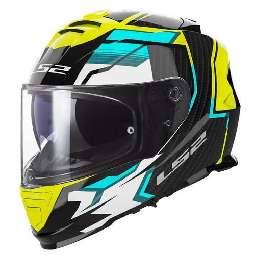 LS2 FF800 Storm II Tracker Helm, schwarz-gelb, Größe XL - Motorradhelm mit Schnellverschluss-Visier, kratzfest und UV-resistent. Atmungsaktives Innenfutter, herausnehmbar und waschbar für optimalen Komfort.