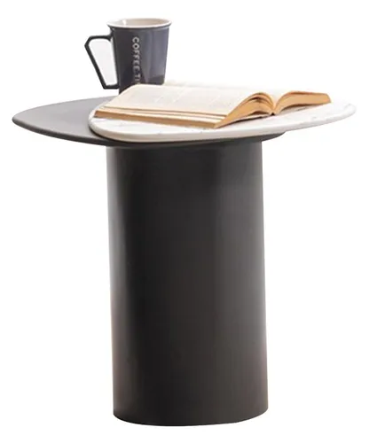 Schwarzer Beistelltisch mit Edlem Marmor - Moderner Ziertisch für Erwachsene, 40 x 40 x 50 cm, mit polierter Tischplatte aus Marmor und robustem Metallgestell. Ideal für stilvolle Akzente im Wohnzimmer.