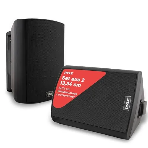 Pyle Musikbox Bluetooth Outdoor Lautsprecher Box Wasserdicht – Marine Speaker Outdoor & Indoor – Box 2-Wege für Außen & Innen, Wand & Theater, Schwarz