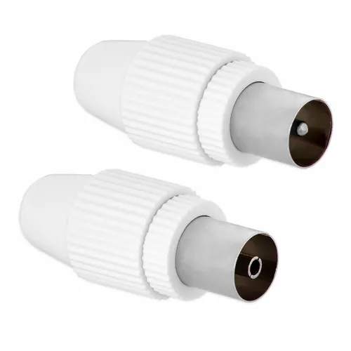 TV Koaxial 1x Stecker 1x Buchse IEC Sat Koaxialkabel Adapter Antennenstecker Set