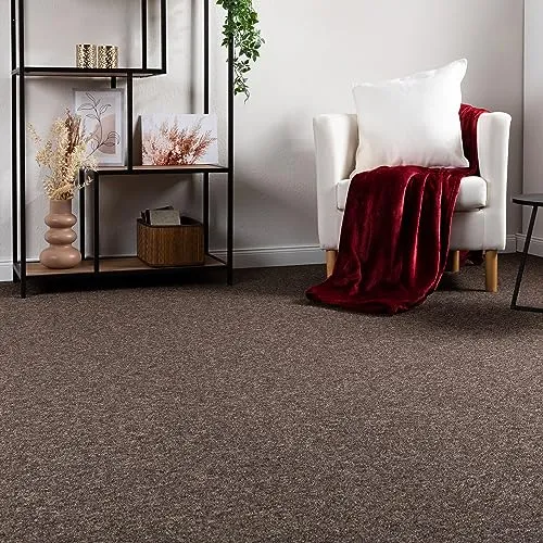 Steffensmeier Schlingen Teppichboden Meddon XL Meterware | Auslegware für Flur Büro | 1m 2m 3m 4m 5m breit! | Braun, Größe: 400x600 cm