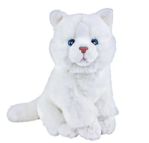 Uni-Toys Kuscheltier Katze Flocke weiß sitzend 30 cm Stoffkatze (Stofftiere Katzen Plüschtiere, weiße Stoffkatze Plüschkatze Kuschelkatze)