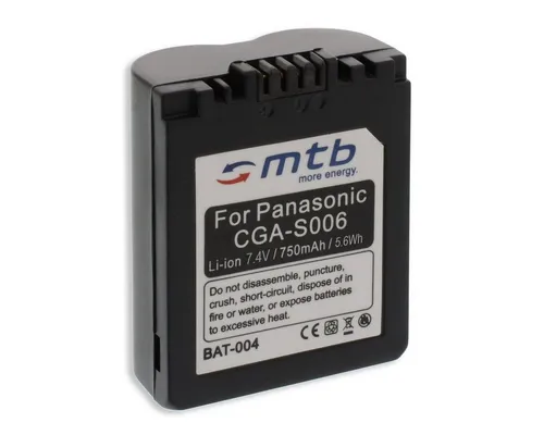 mtb more energy CGA-S006 Akku für Panasonic Digitalkameras Kamera-Akku kompatibel mit Akku-Typ Panasonic CGA-S006 750 mAh (7,4 V)