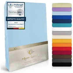 MOON Heimtextilien Spannbettlaken MOON-Luxury Spannbettlaken Jersey Stretch 230g/m2, 97% Mako-Baumwolle 3% Elastan blau 120 cm x 200 cm