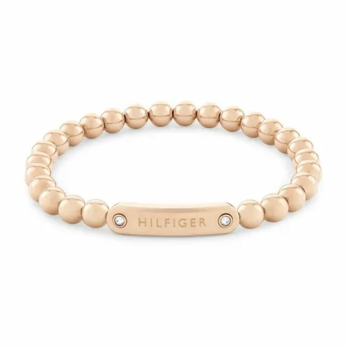 Tommy Hilfiger Jewelry Damenarmband mit Schmuckperlen - Elegantes Damenarmband aus Edelstahl mit rosévergoldeten Metallperlen, flexibler Stretchverschluss für optimalen Komfort – das perfekte Accessoire für jeden Anlass.