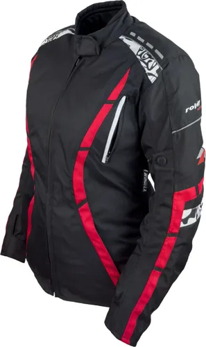 Roleff RO15091 Damen Motorradjacke – Schwarz-Rot, wasserdicht & atmungsaktiv mit Protektoren - Hochwertige Damen-Motorradjacke aus abriebfestem Kodrastoff 500D. Mit herausnehmbarem Thermofutter und flexibler Weitenverstellung für optimalen Komfort und Sicherheit bei jeder Fahrt.