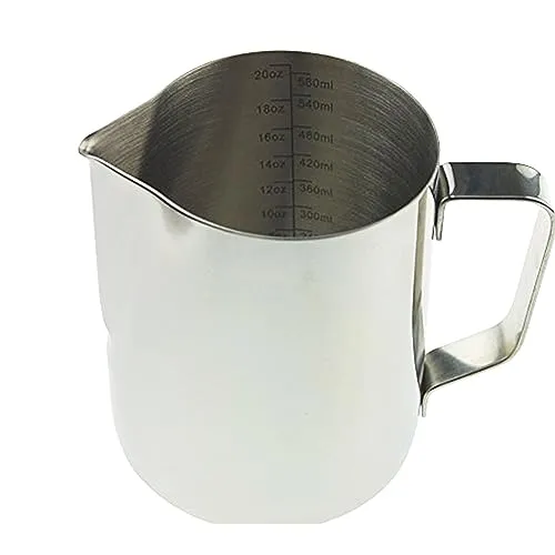 Barista-Milchkännchen, 600 ml, Edelstahl, ideal für Kaffee, Latte, Cappuccino