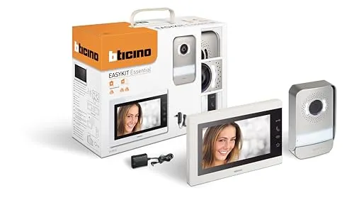 Bticino 317913 Easy Kit Essential Video-Gegensprechanlage - Türsprechanlage mit 7 Zoll Monitor und Freisprecheinrichtung, ideal für Einfamilienhäuser, einfache Installation ohne Wandarbeiten.