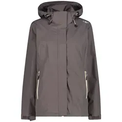 CMP Damen Zip Hoodie Jacke (Größe M, grau) - Funktionsjacken mit klein packbarer Regenjacke und abzippbarer Kapuze – die perfekte Back-Up-Option für jede Wandertour.