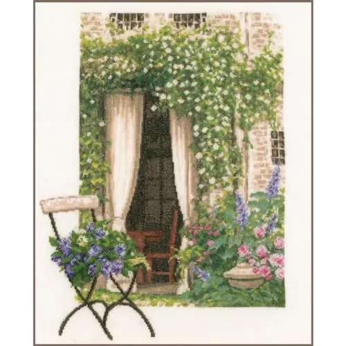 Lanarte Kreativset PN-0178458 - Unser Blick auf den Garten - Kreativkästen mit 100% Leinenstoff und DMC-Baumwollgarn, ideal für Anfänger und Fortgeschrittene. Enthält klare Anweisungen und ein großes Modellbild für müheloses Sticken.