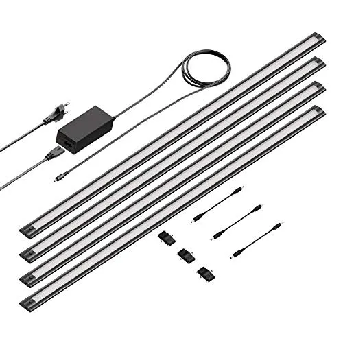 ledscom.de LED Unterbau-Leuchte SIRIS 4er Set - Energiesparlampen mit flachem Design (90cm, 1044lm) für vielseitige Anwendungen in Küche oder Werkstatt, energiesparend und einfach zu montieren.