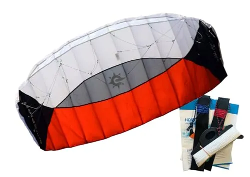 elliot 1011649 Elliot Sigma Spirit 2.0 Zweileiner-Lenkdrachen (Lenkmatte), rtf, 190 x 68 cm, Bft. 2-7, schwarz/weiß/rot