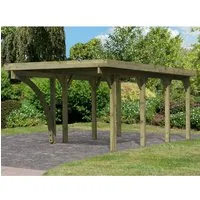 Karibu Einzelcarport Classic Holz Kesseldruckimprägniert 274 cm x 588 cm - Carport aus druckimprägniertem Holz, stabil und wetterfest mit optimalem Schutz vor Nässe und Hagel. Ideal für PKW, Motorrad oder Fahrrad.