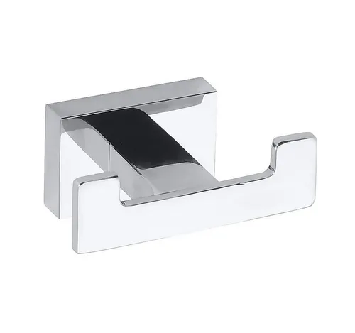 BASA Doppelkleiderhaken Messing Chrom für Bad & Küche - Eleganter Doppelkleiderhaken aus poliertem Messing, ideal zur Wandmontage in Bad und Küche – für mehr Ordnung und Stil.