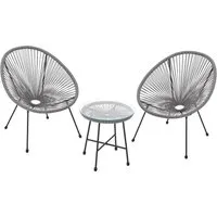 Juskys Balkonmöbel Set Ostana 3-teilig in grau von Juskys