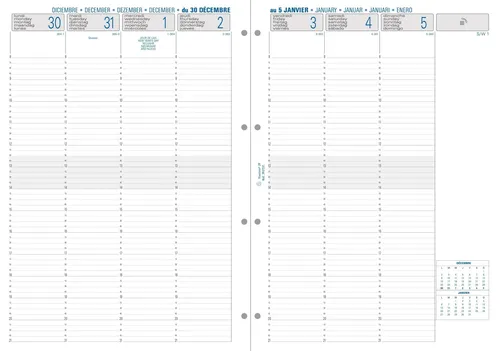Timer Einlage 1 Woche auf 2 Seiten senkrecht 21x29,7cm 2025