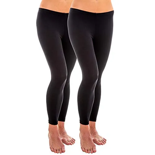 HERMKO 1720 2er Pack Damen Legging aus 100% Bio-Baumwolle, Legging, Farbe:schwarz, Größe:48/50 (XL)