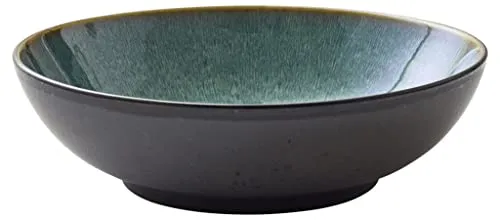 Bitz Salatschüssel Salatbowl black/green 24 cm - Rührschüsseln aus hochwertigem Steinzeug, jede Bowl ein Unikat dank einzigartiger Reaktivglasur, ideal für genussvolles Essen und stilvolle Tischgestaltung.