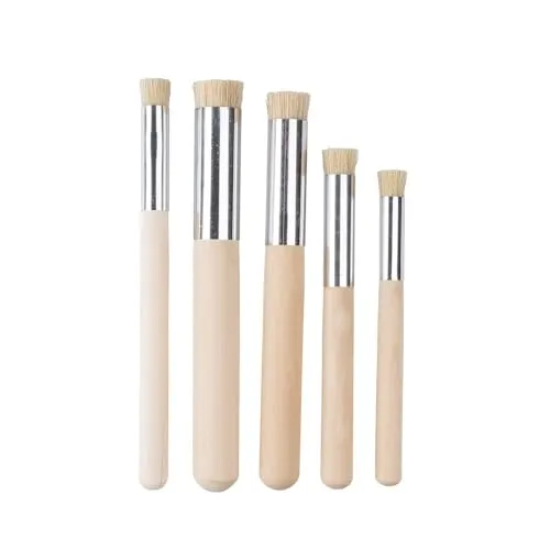 Ideen mit Herz Stupf-Pinsel | 5-er Set | hochwertige Künstlerpinsel | rund mit Borsten | Schablonieren | für Acryl, Aquarell, Ölfarben | versch. Größen