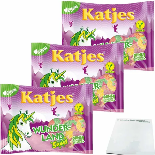 Katjes Wunderland Fruchtgummi Sauer 3er Pack 3x175g Packung usy Block